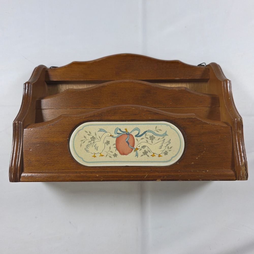 Vintage Marmalade Goose Wood mail sorter desk organizer recipe holder